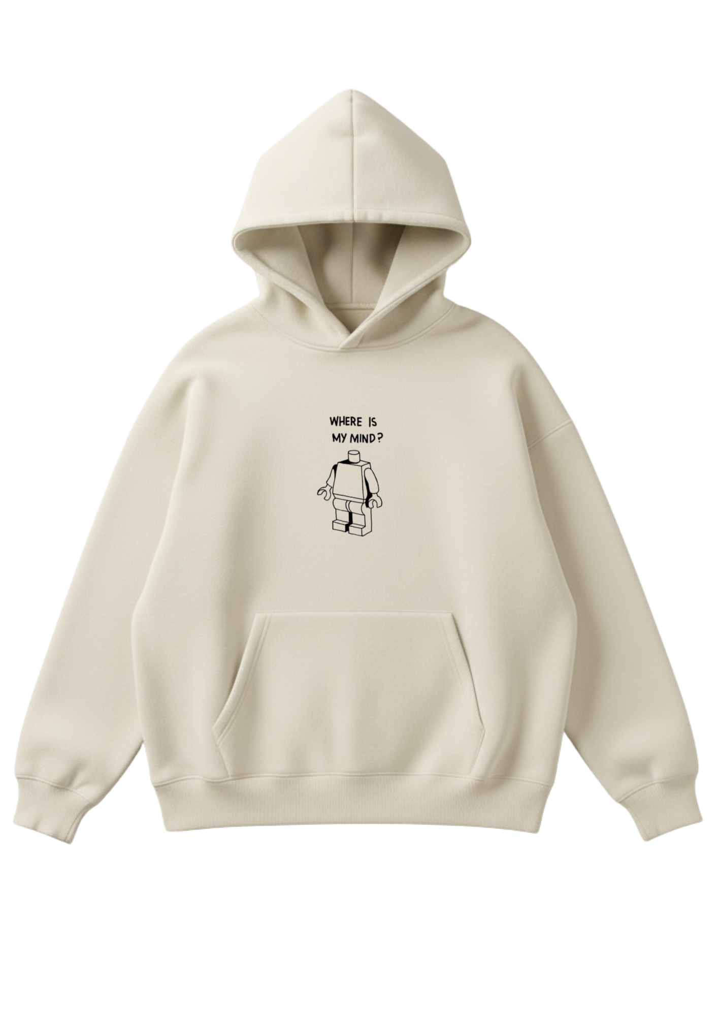 Üç iplik şardonlu kapüşonlu kutu kesim sweatshirt