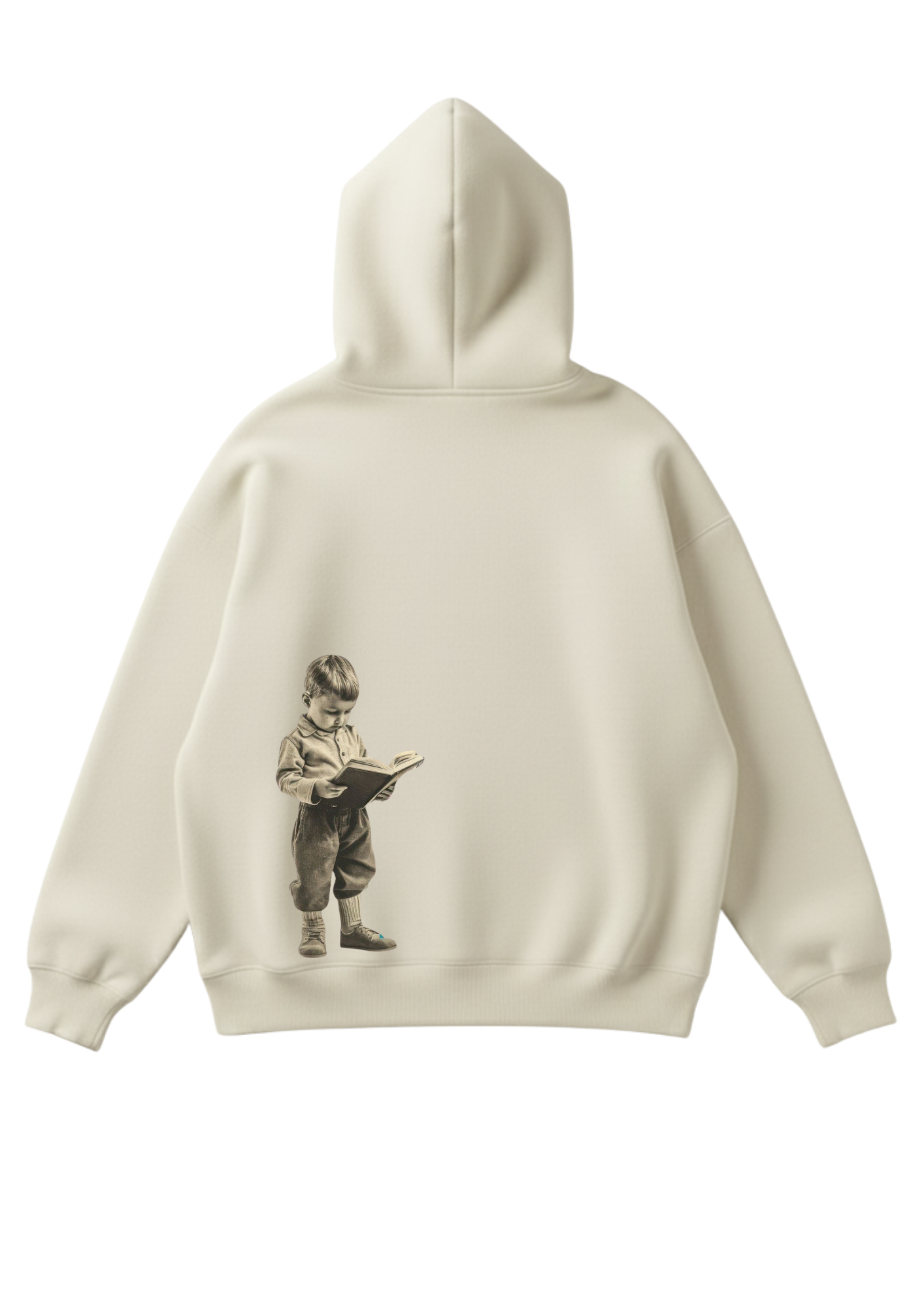 Üç iplik şardonlu kapüşonlu kutu kesim sweatshirt