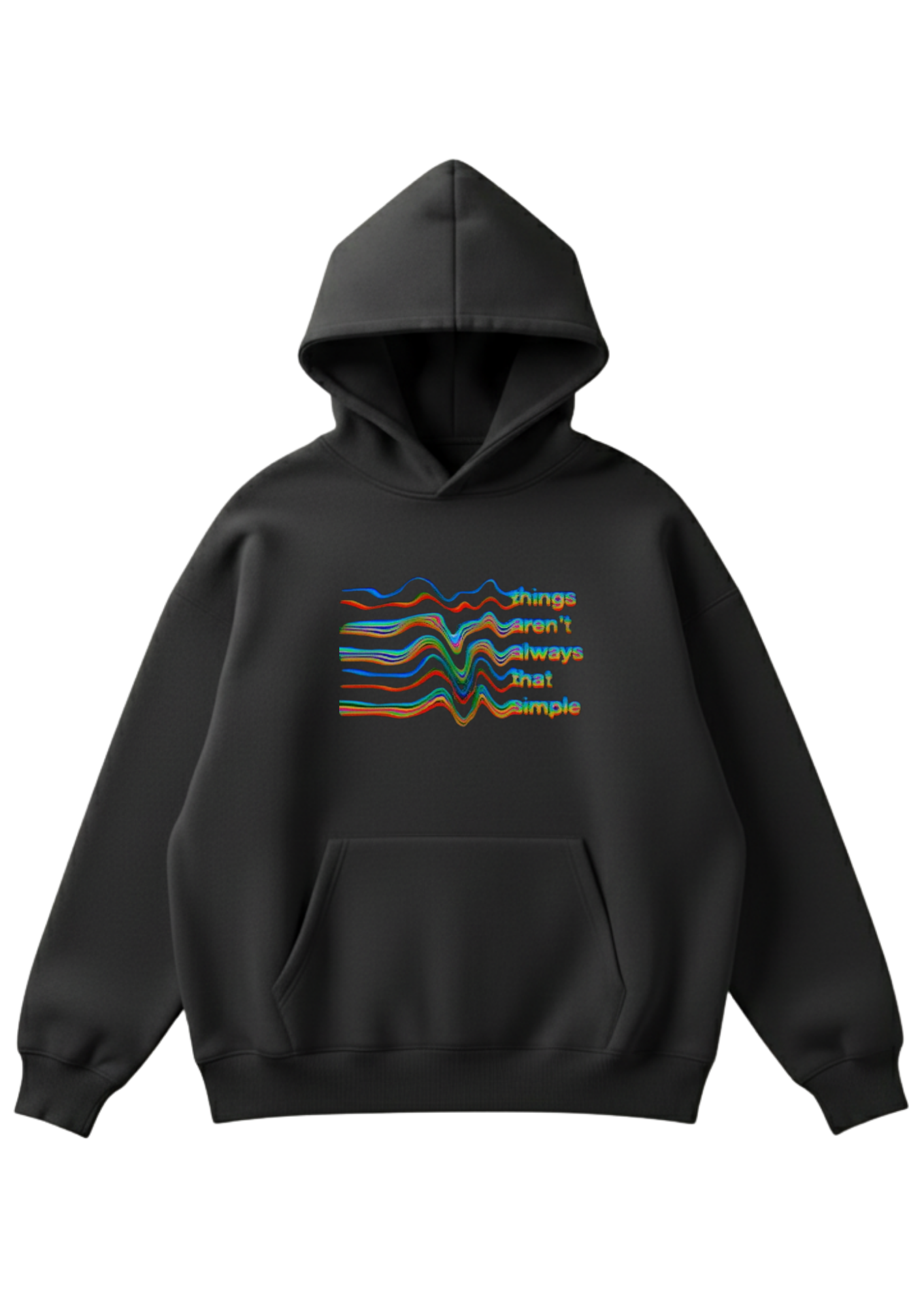 Üç iplik şardonlu kapüşonlu kutu kesim sweatshirt