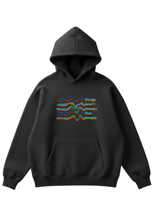 Üç iplik şardonlu kapüşonlu kutu kesim sweatshirt