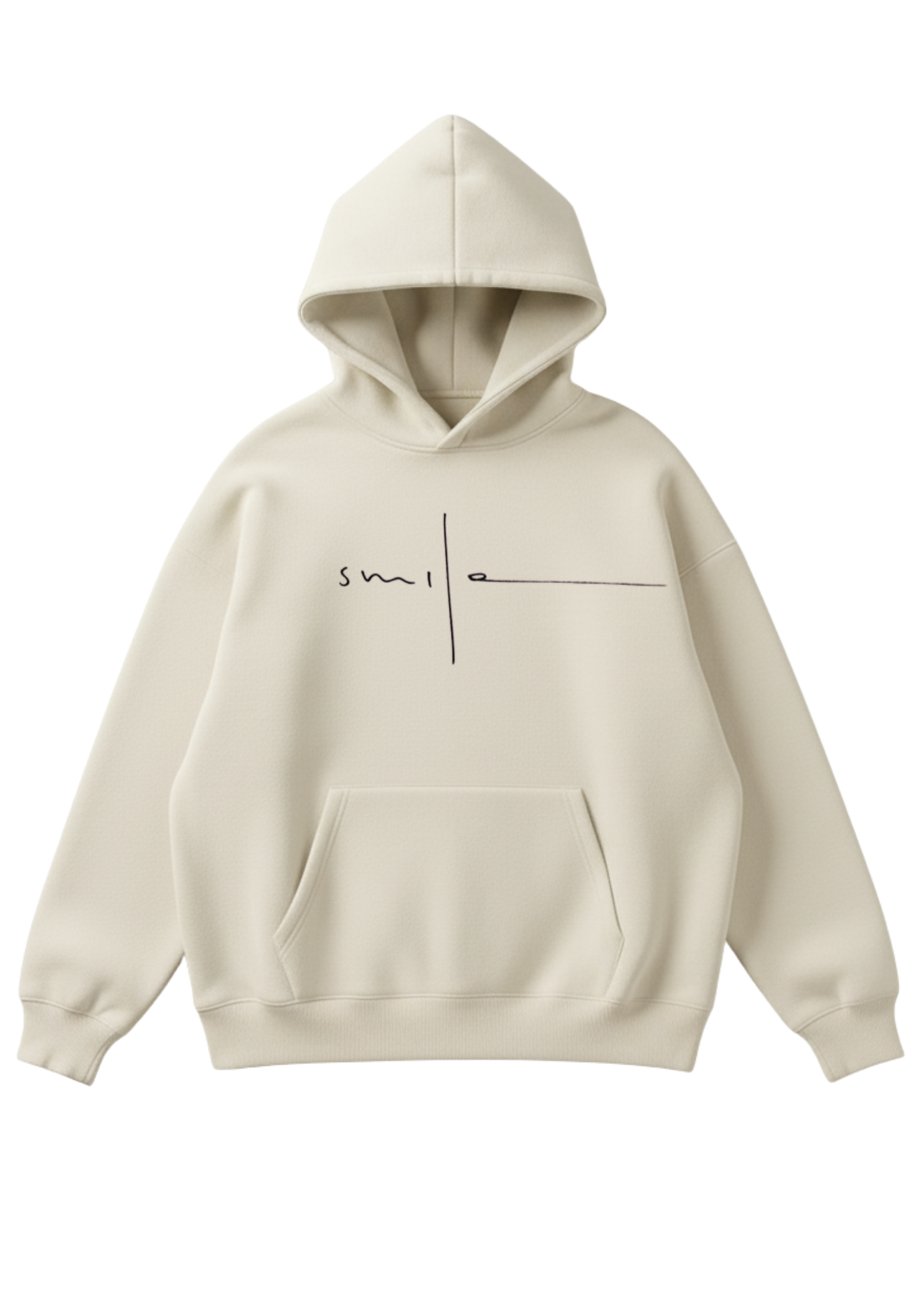 Üç iplik şardonlu kapüşonlu kutu kesim sweatshirt