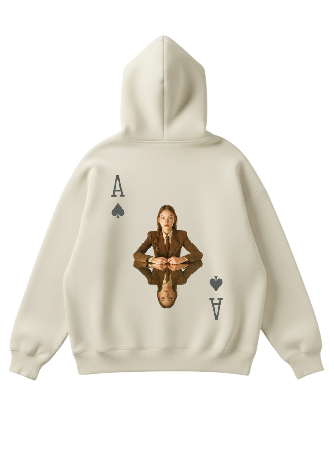 Üç iplik şardonlu kapüşonlu kutu kesim sweatshirt