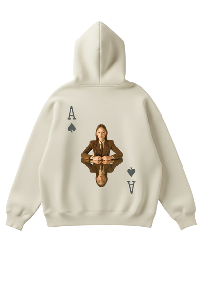 Üç iplik şardonlu kapüşonlu kutu kesim sweatshirt