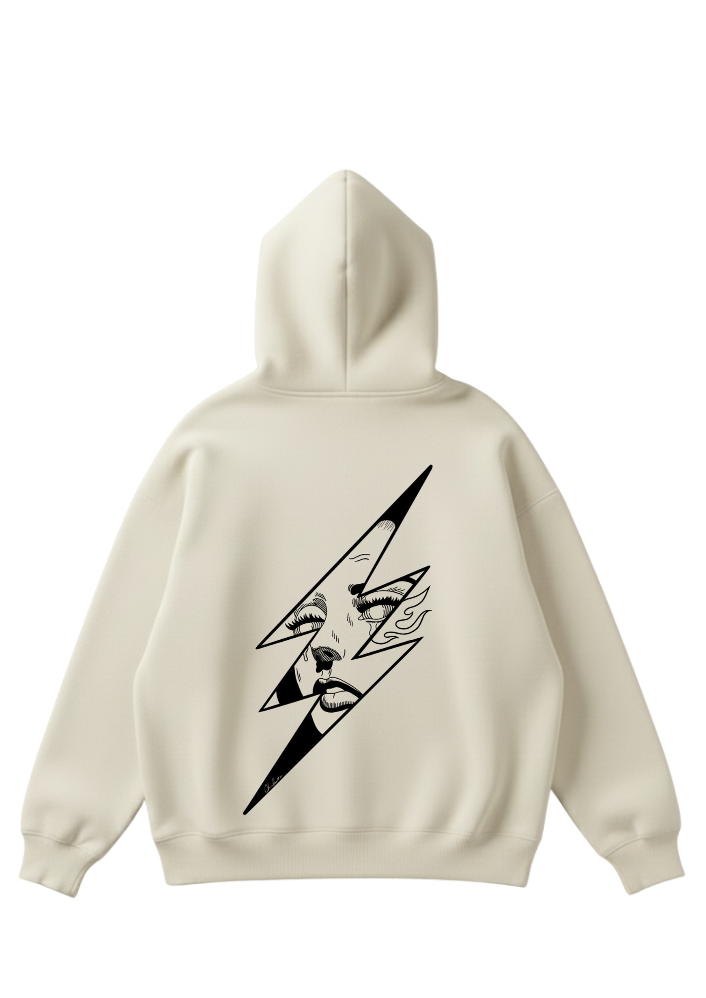 Üç iplik şardonlu kapüşonlu kutu kesim sweatshirt