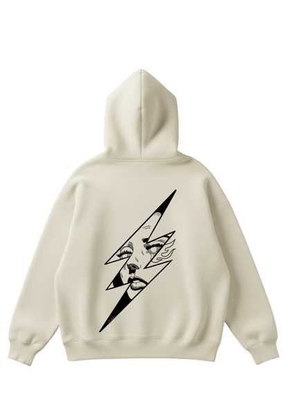 Üç iplik şardonlu kapüşonlu kutu kesim sweatshirt