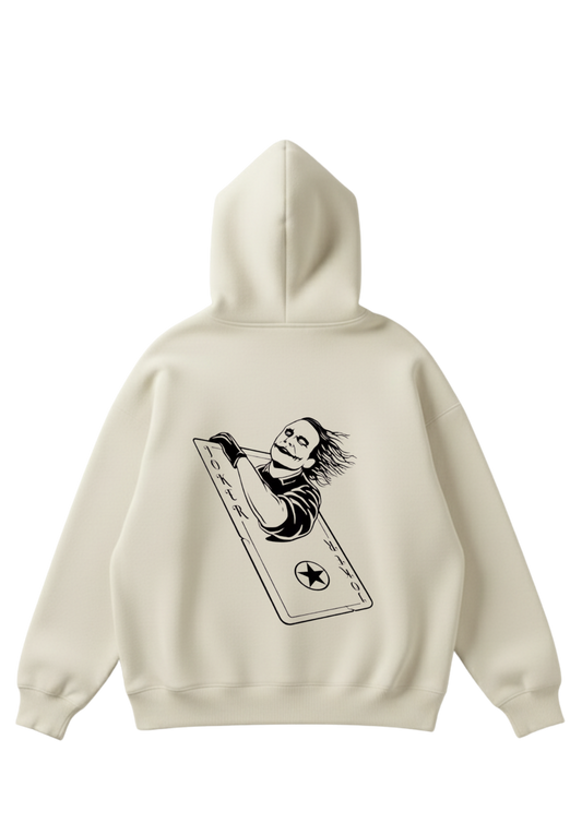 Üç iplik şardonlu kapüşonlu kutu kesim sweatshirt