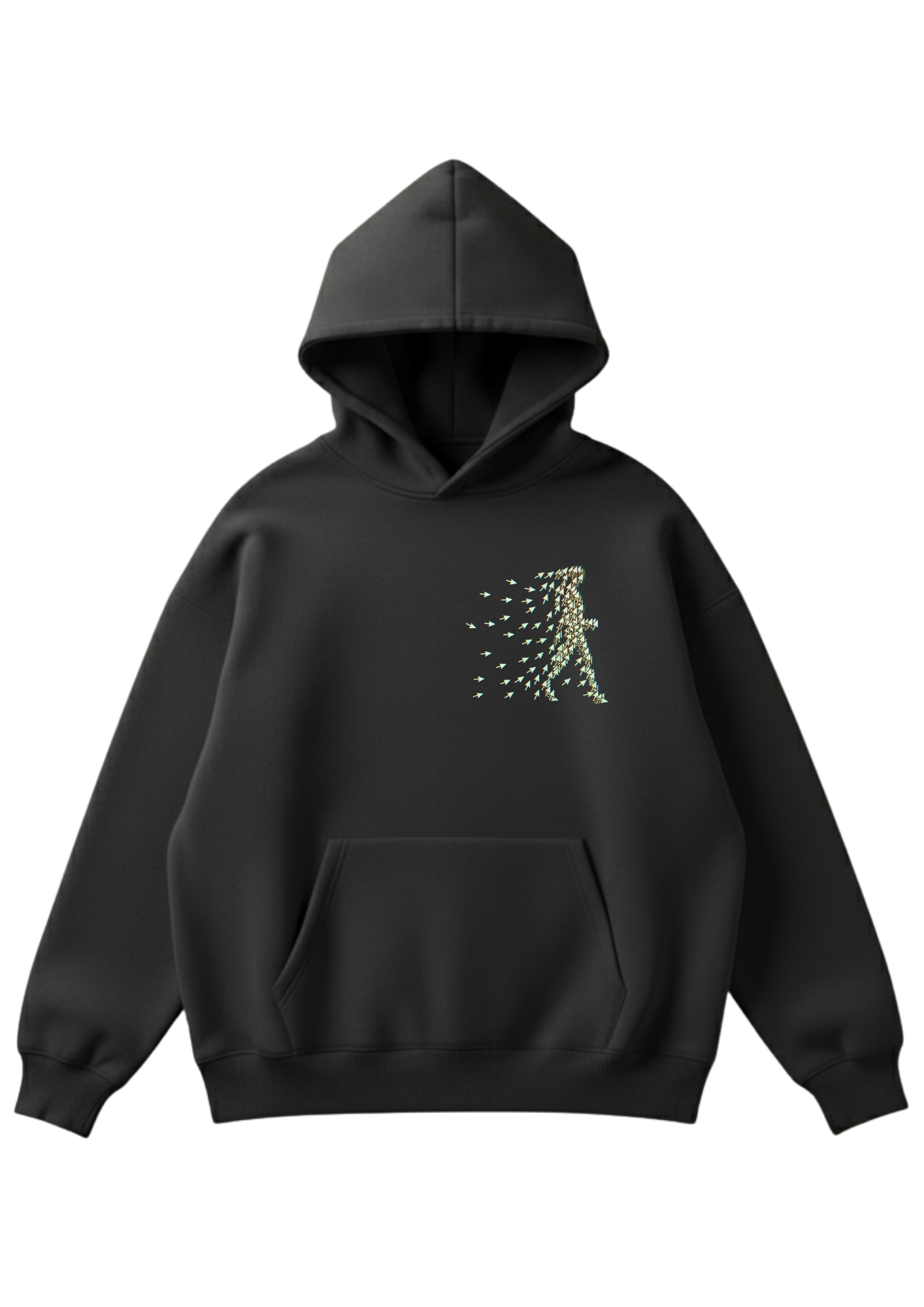 Üç iplik şardonlu kapüşonlu kutu kesim sweatshirt