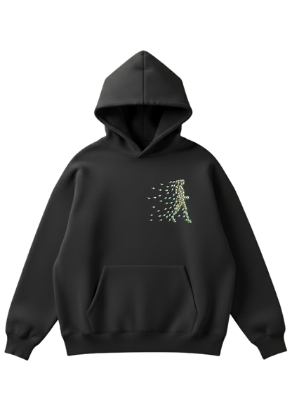 Üç iplik şardonlu kapüşonlu kutu kesim sweatshirt