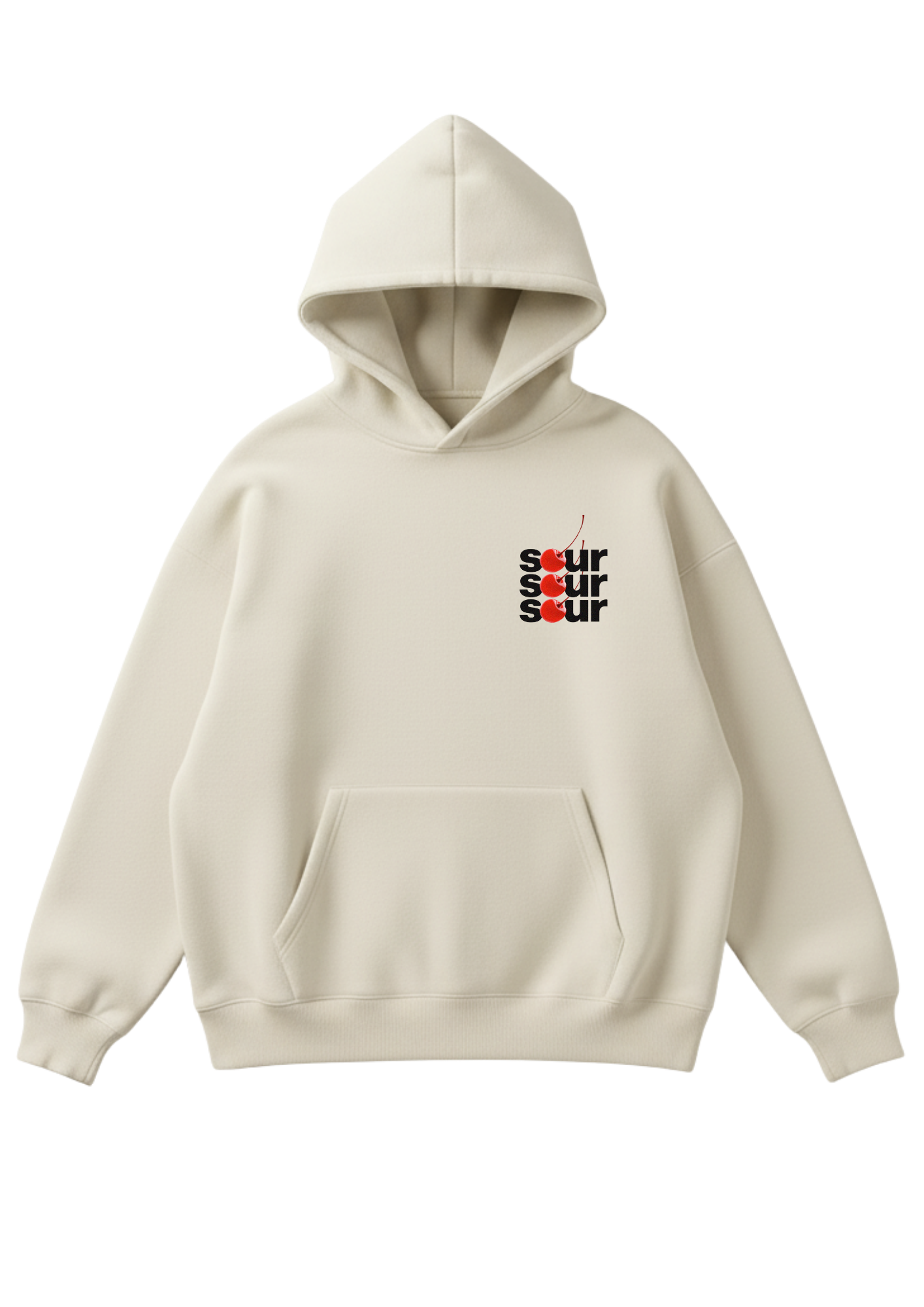 Üç iplik şardonlu kapüşonlu kutu kesim sweatshirt