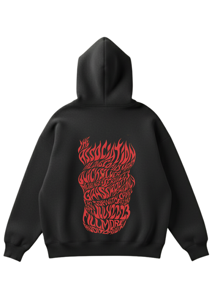 Üç iplik şardonlu kapüşonlu kutu kesim sweatshirt