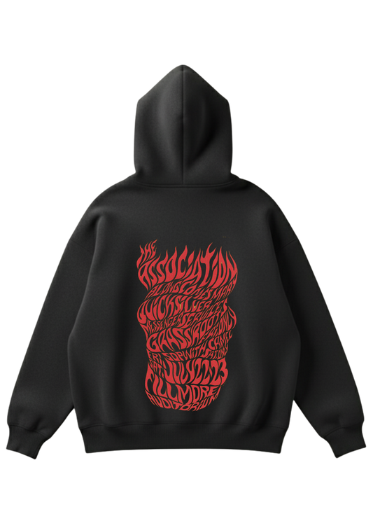 Üç iplik şardonlu kapüşonlu kutu kesim sweatshirt