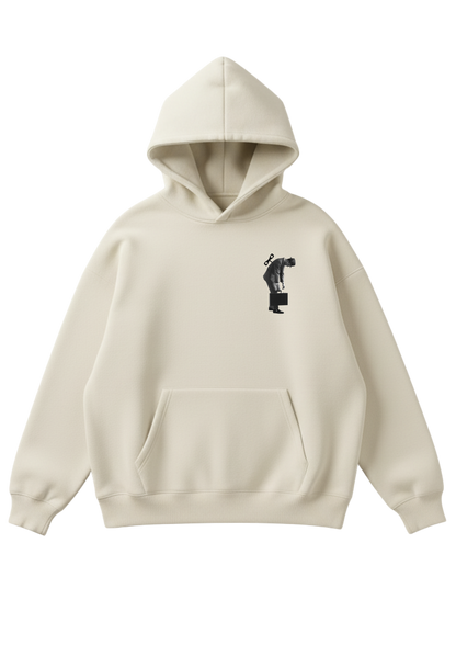 Üç iplik şardonlu kapüşonlu kutu kesim sweatshirt