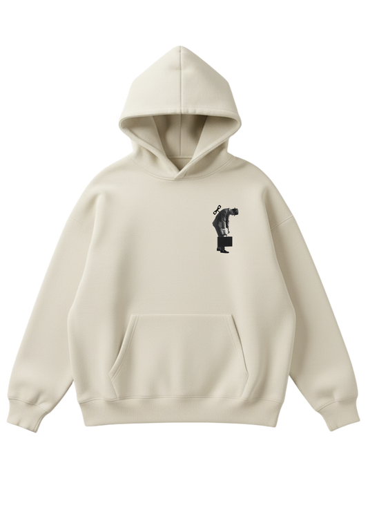 Üç iplik şardonlu kapüşonlu kutu kesim sweatshirt