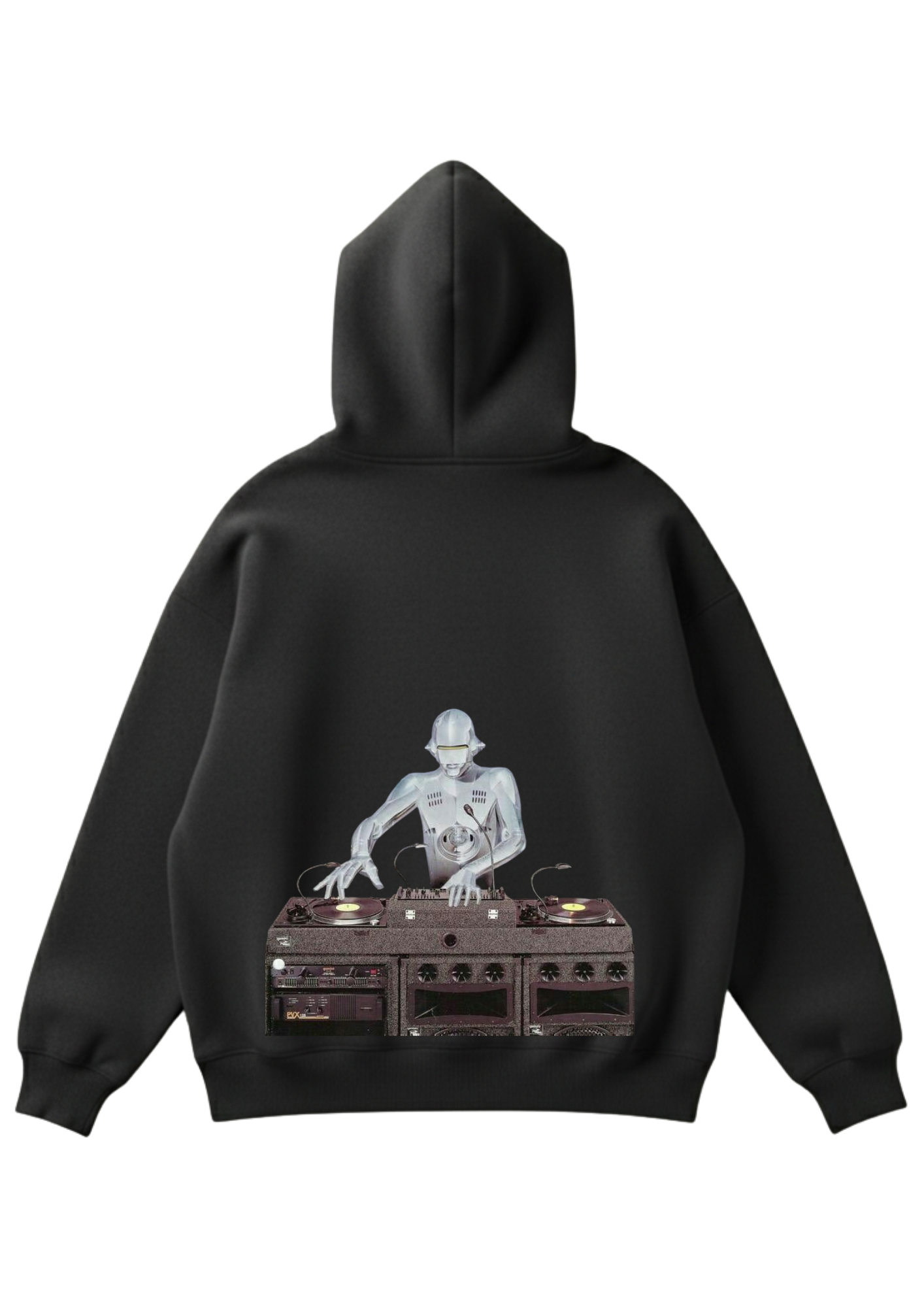 Üç iplik şardonlu kapüşonlu kutu kesim sweatshirt