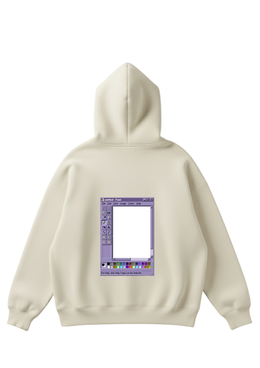 Üç iplik şardonlu kapüşonlu kutu kesim sweatshirt