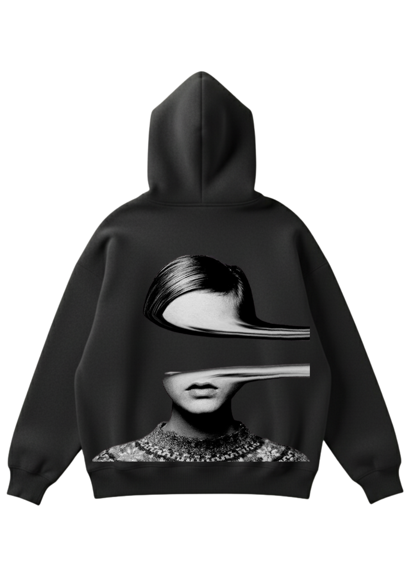 Üç iplik şardonlu kapüşonlu kutu kesim sweatshirt