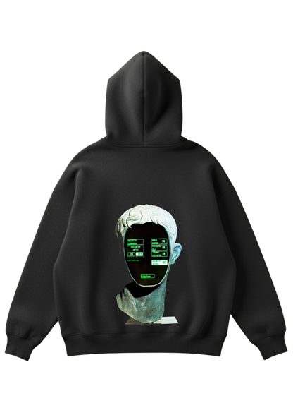 Üç iplik şardonlu kapüşonlu kutu kesim sweatshirt