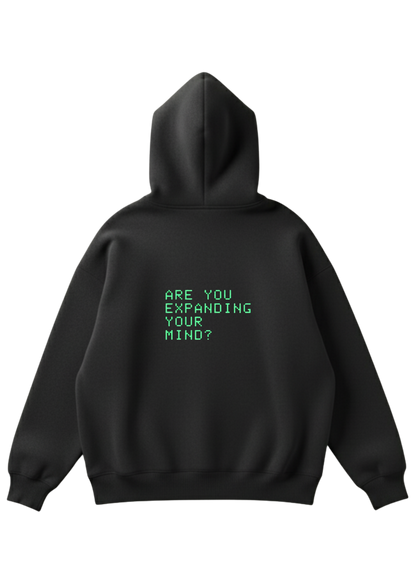 Üç iplik şardonlu kapüşonlu kutu kesim sweatshirt