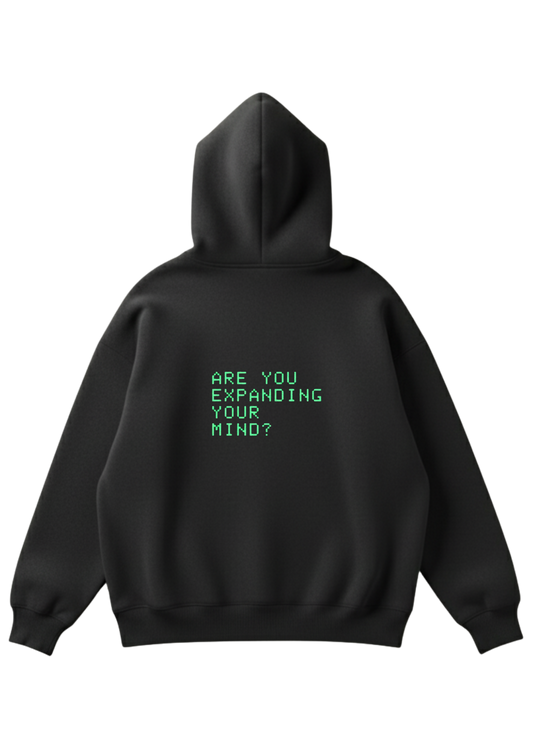 Üç iplik şardonlu kapüşonlu kutu kesim sweatshirt