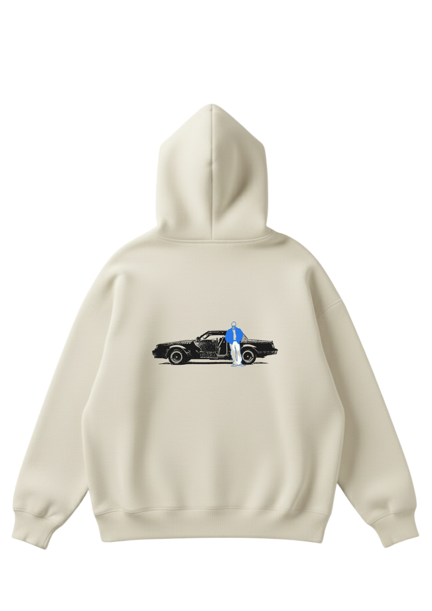 Üç iplik şardonlu kapüşonlu kutu kesim sweatshirt