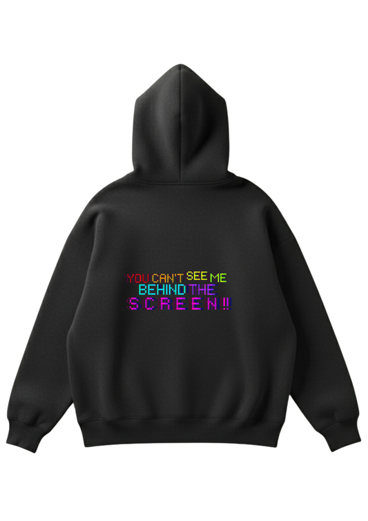 Üç iplik şardonlu kapüşonlu kutu kesim sweatshirt