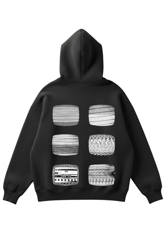 Üç iplik şardonlu kapüşonlu kutu kesim sweatshirt