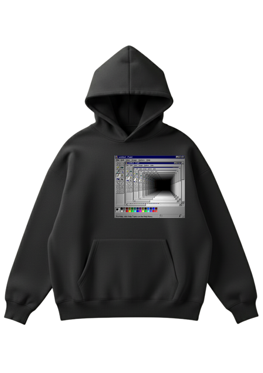 Üç iplik şardonlu kapüşonlu kutu kesim sweatshirt