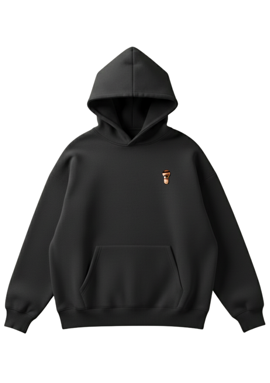 Üç iplik şardonlu kapüşonlu kutu kesim sweatshirt