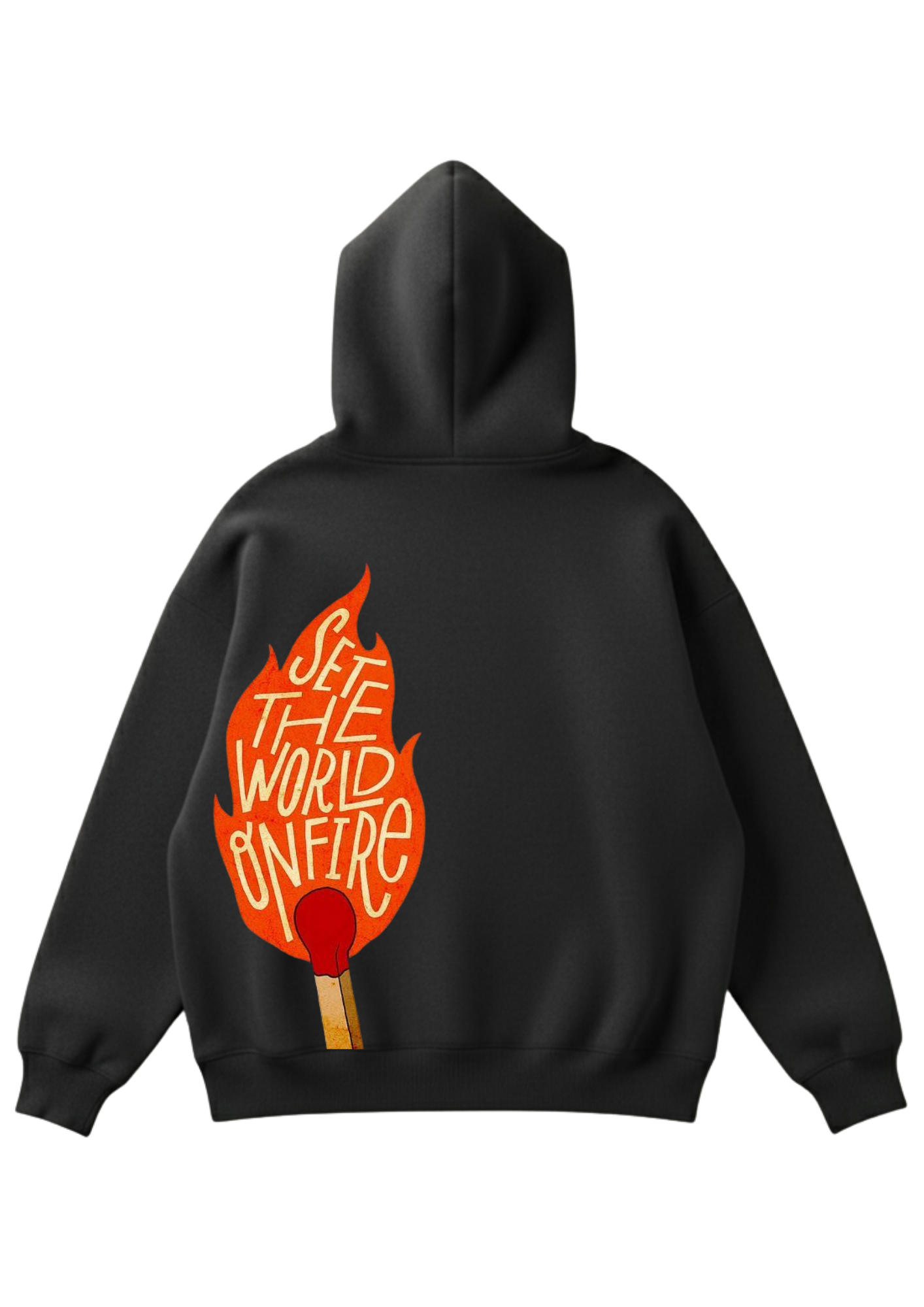 Üç iplik şardonlu kapüşonlu kutu kesim sweatshirt