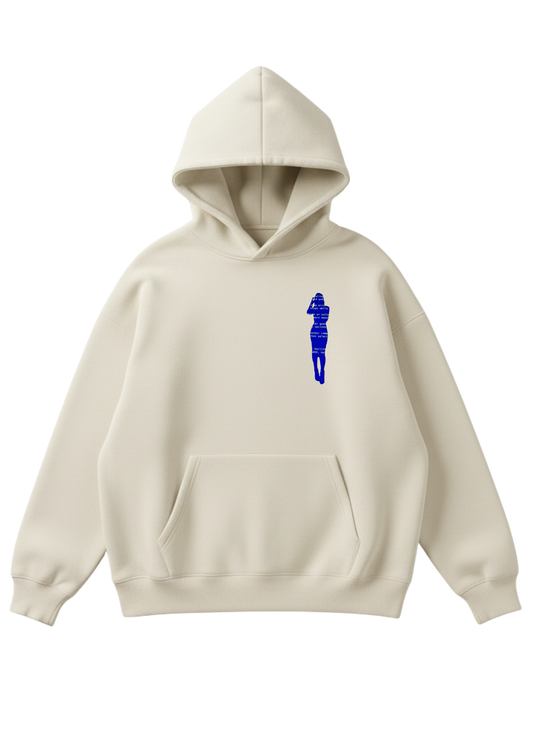 Üç iplik şardonlu kapüşonlu kutu kesim sweatshirt