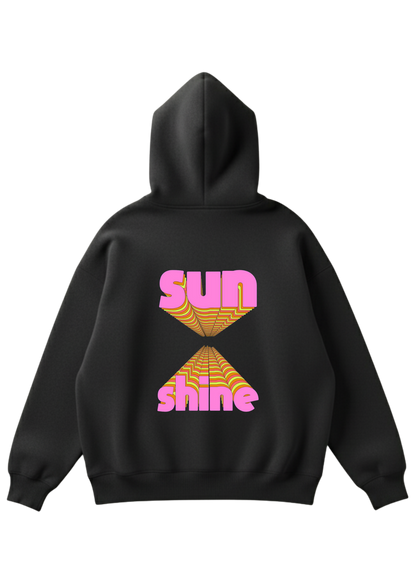 Üç iplik şardonlu kapüşonlu kutu kesim sweatshirt