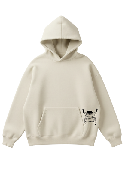 Üç iplik şardonlu kapüşonlu kutu kesim sweatshirt