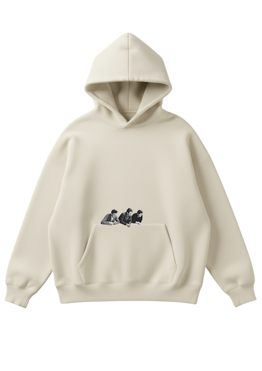 Üç iplik şardonlu kapüşonlu kutu kesim sweatshirt