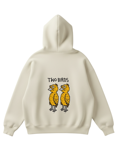 Üç iplik şardonlu kapüşonlu kutu kesim sweatshirt