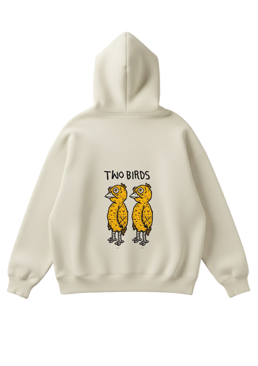 Üç iplik şardonlu kapüşonlu kutu kesim sweatshirt