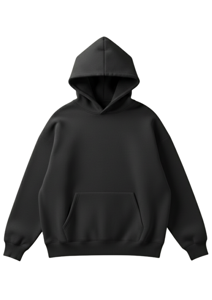 Üç iplik şardonlu kapüşonlu kutu kesim sweatshirt