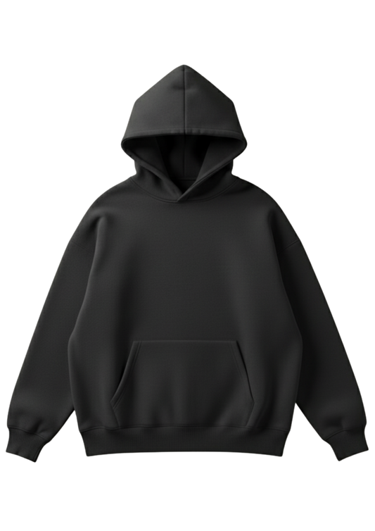 Üç iplik şardonlu kapüşonlu kutu kesim sweatshirt